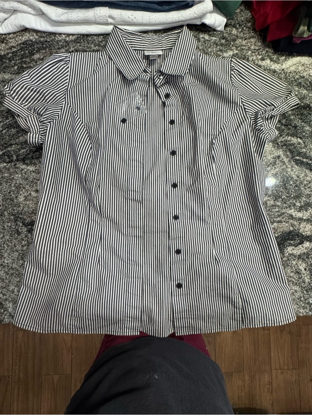 Black & White Striped Button-Up Shirt